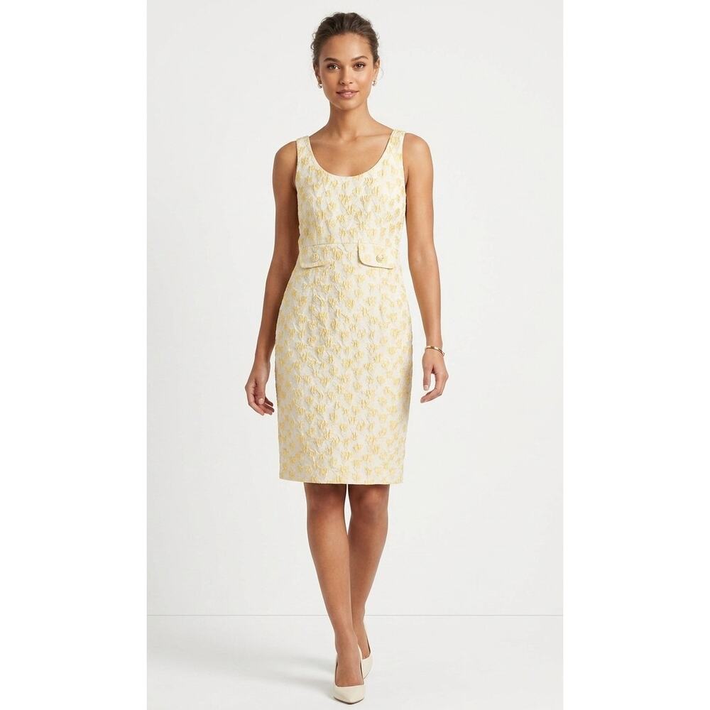 Purificacion Garcia Sheath Dress Jacquard Scoop Neck Sleeveless EU 40 US Medium